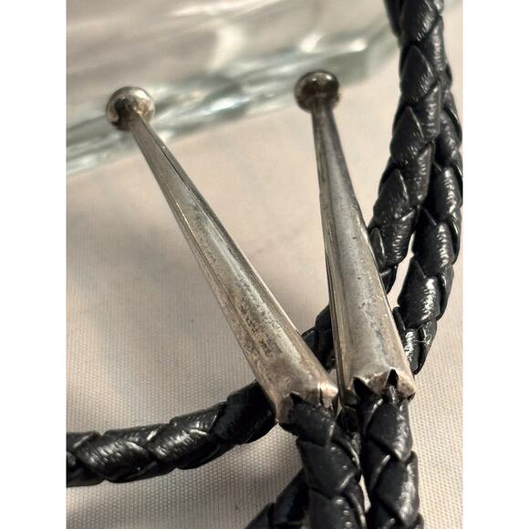 Vintage Mike Simplicio Zuni Sterling Turquoise MOP Horse Inlay Bolo Tie Signed - Picture 6 of 6